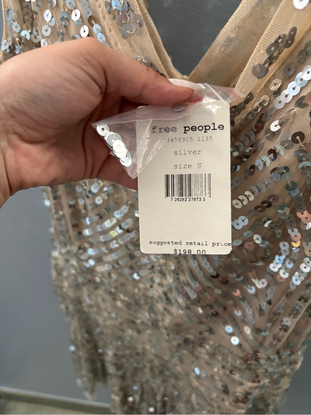 Free People Sequin V-Neck Sleeveless Cocktail Dress (“NWT” but slightly damaged) - Picture 3 of 7